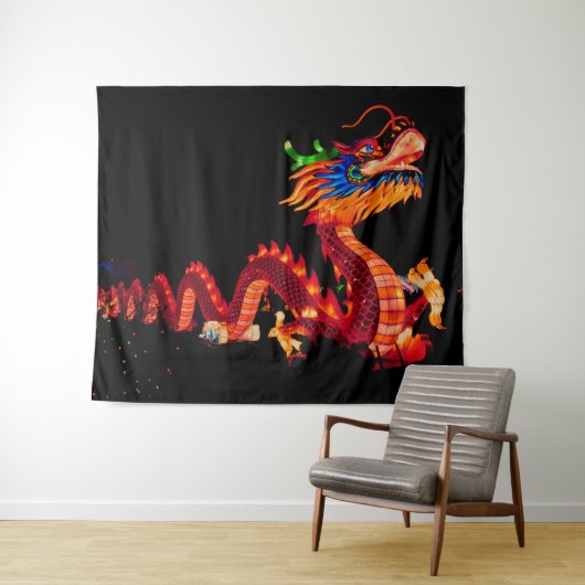 Gloeiende Chinese Parade Dragon Wandkleed (In Situ (horizontaal))