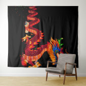 Gloeiende Chinese Parade Dragon Wandkleed (In Situ (horizontaal))