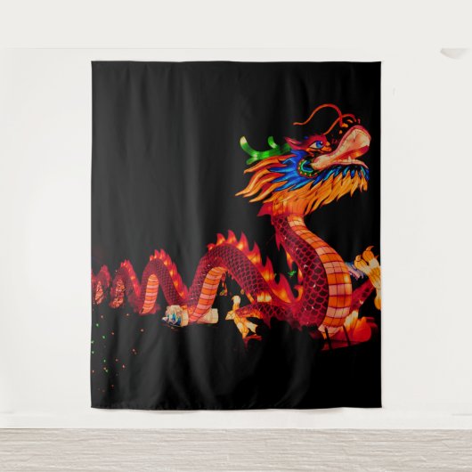 Gloeiende Chinese Parade Dragon Wandkleed (Voorkant)