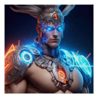Gloeiende Cyborg Zeus Griekse God