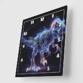 Gloeiende dinosaurus zwervend in een sterrenachter vierkante klok (Hoek)