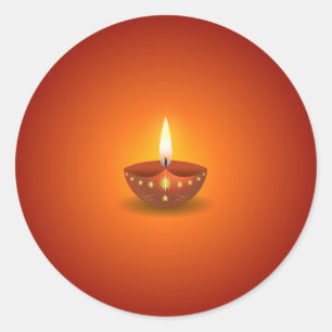Gloeiende Diwali Lamp Ronde Sticker