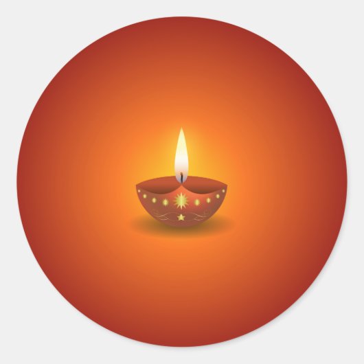 Gloeiende Diwali Lamp Ronde Sticker (Voorkant)