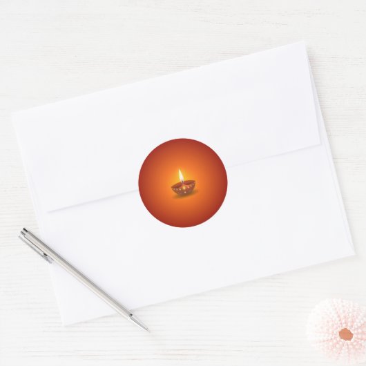 Gloeiende Diwali Lamp Ronde Sticker (Envelop)