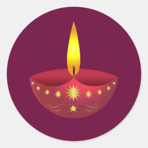 Gloeiende Diwali Lamp Ronde Sticker