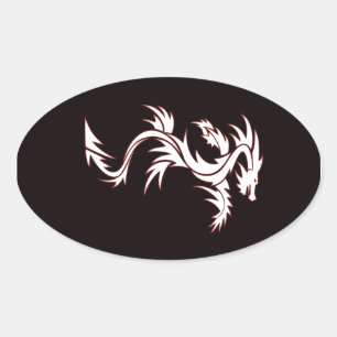 Gloeiende draak ovale sticker