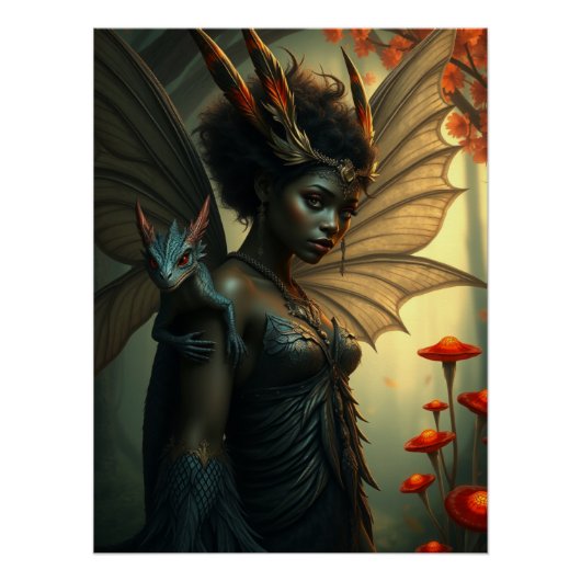 Gloeiende Dragon Fairy Art Perfect Poster (Voorkant)
