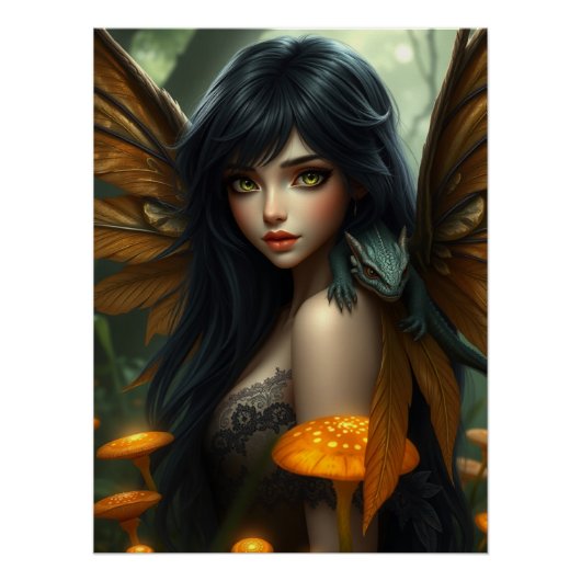 Gloeiende Dragon Fairy Art Perfect Poster (Voorkant)