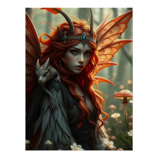 Gloeiende Dragon Fairy Art Perfect Poster (Voorkant)