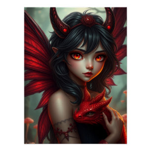 Gloeiende Dragon Fairy Art Perfect Poster