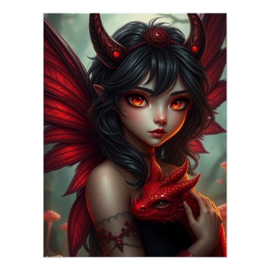 Gloeiende Dragon Fairy Art Perfect Poster (Voorkant)