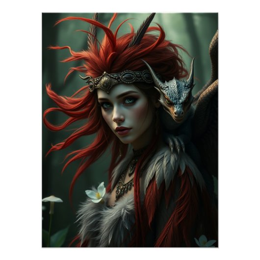 Gloeiende Dragon Fairy Art Perfect Poster (Voorkant)