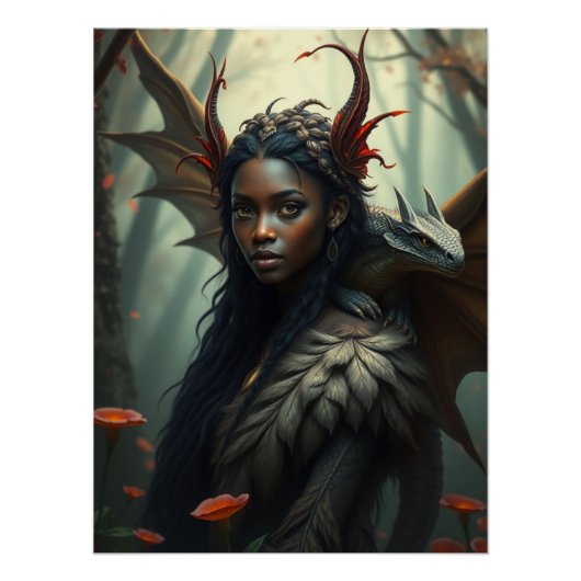 Gloeiende Dragon Fairy Art Perfect Poster (Voorkant)