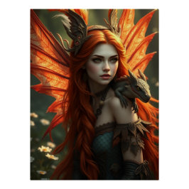 Gloeiende Dragon Fairy Art Perfect Poster