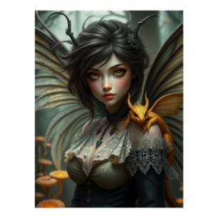 Gloeiende Dragon Fairy Art Perfect Poster