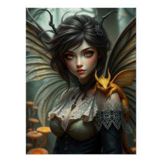 Gloeiende Dragon Fairy Art Perfect Poster