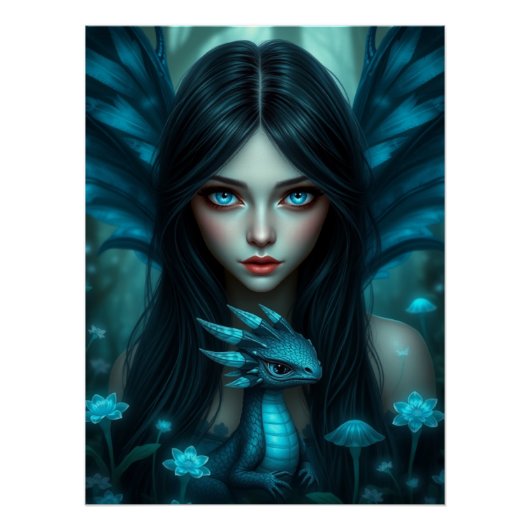 Gloeiende Dragon Fairy Art Perfect Poster (Voorkant)
