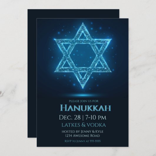 Gloeiende elektrische ster van David Chanoeka Part Kaart (Voorkant / Achterkant)