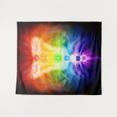 Gloeiende energie chakra's van het menselijk licha wandkleed (Voorkant (horizontaal))