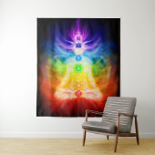 Gloeiende energie chakra's van het menselijk licha wandkleed (In situ)