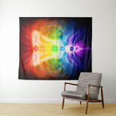 Gloeiende energie chakra's van het menselijk licha wandkleed (In Situ (horizontaal))