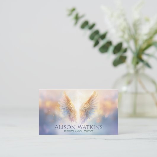 Gloeiende engelenvleugels visitekaartje (Staand voorkant)