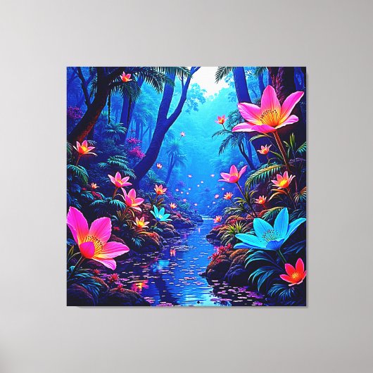 Gloeiende etherische Oerwoud oase ontwerp Canvas Afdruk (Voorkant)