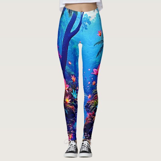 Gloeiende etherische Oerwoud oase ontwerp Leggings (Voorkant)
