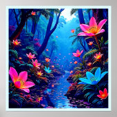 Gloeiende etherische Oerwoud oase ontwerp Poster (Voorkant)