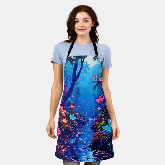 Gloeiende etherische Oerwoud oase ontwerp Schort (Gedragen)