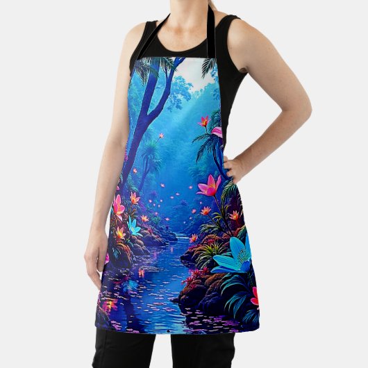 Gloeiende etherische Oerwoud oase ontwerp Schort (Insitu)