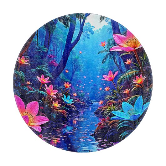 Gloeiende etherische Oerwoud oase ontwerp Snijplank (Voorkant)