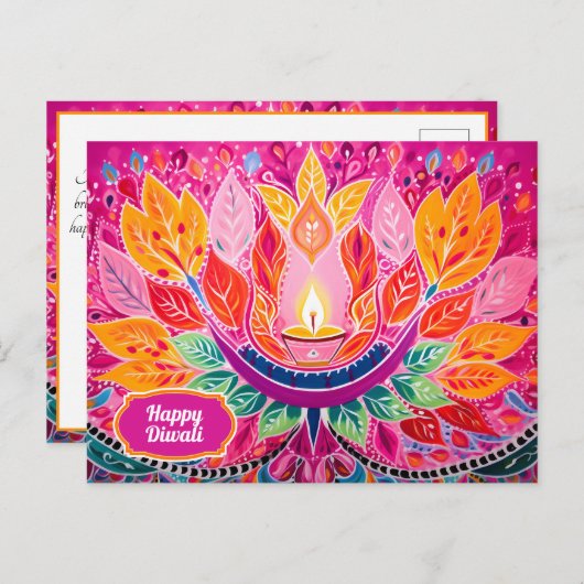 Gloeiende festiviteiten: een diwali viering briefkaart (Voorkant / Achterkant)