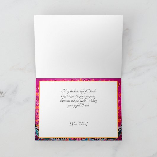 Gloeiende festiviteiten: een diwali viering feestdagen kaart (Binnen)