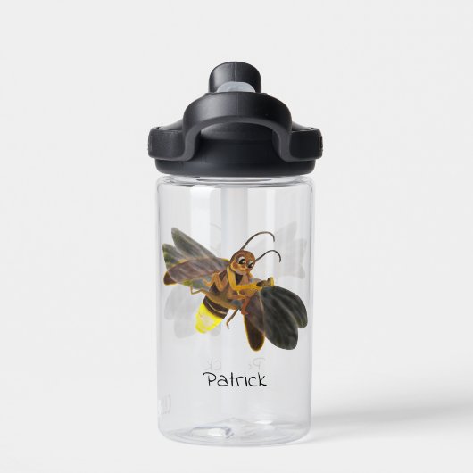 Gloeiende Firefly Lampyridae gepersonaliseerd Waterfles (Achterkant)