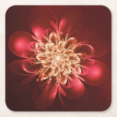 Gloeiende fractale sparren Rood Kartonnen Onderzetters (Voorkant)