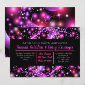 GLOEIENDE GALAXY ROZE bruiloft uitnodiging (Voorkant / Achterkant)