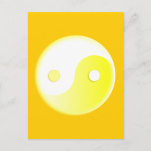 Gloeiende Gele Yin/Yang-symbool Briefkaart