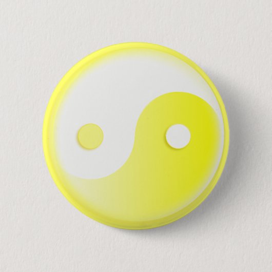 Gloeiende Gele Yin/Yang-symbool Ronde Button 5,7 Cm (Voorkant)