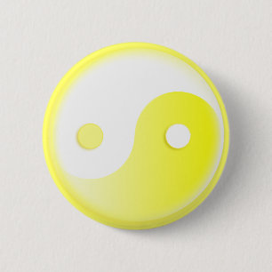 Gloeiende Gele Yin/Yang-symbool Ronde Button 5,7 Cm