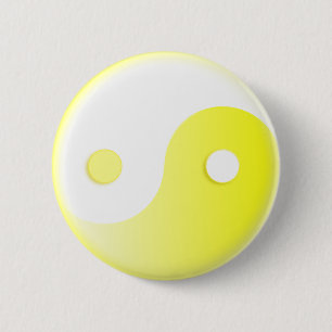 Gloeiende Gele Yin/Yang-symbool Ronde Button 5,7 Cm