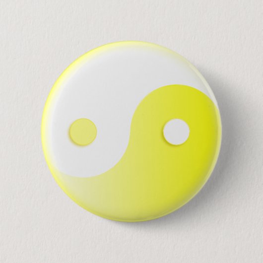 Gloeiende Gele Yin/Yang-symbool Ronde Button 5,7 Cm (Voorkant)