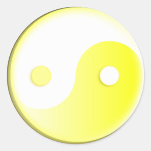 Gloeiende Gele Yin/Yang-symbool Ronde Sticker