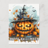 Gloeiende Gelukkige Halloween Pompoen Briefkaart (Voorkant)