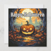 Gloeiende Gelukkige Halloween Pompoen Kaart (Voorkant)