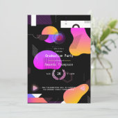 Gloeiende geometrische virtuele afstudeerfeest kaart (Staand voorkant)