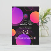 Gloeiende geometrische virtuele afstudeerfeest kaart (Staand voorkant)