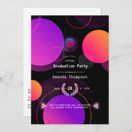Gloeiende geometrische virtuele afstudeerfeest kaart