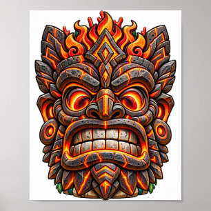 Gloeiende Gesneden Tiki Poster