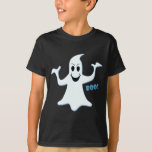 Gloeiende GHOST Boo! Ontwerp T-shirt<br><div class="desc">Voor bijna elk gebruik is er een schattig blauw glanzend cartoon GHOST met het woord Boo! Goed voor gebruik op elk licht of donker oppervlak,  voor kinderen of volwassenen. Happy Trick of Treating.</div>